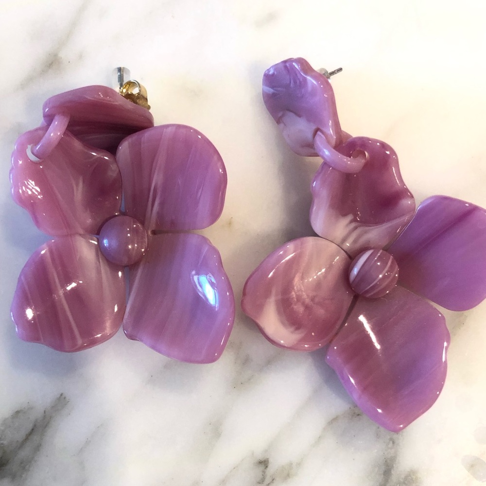 Anthropologie Pink Floral Drop Earrings